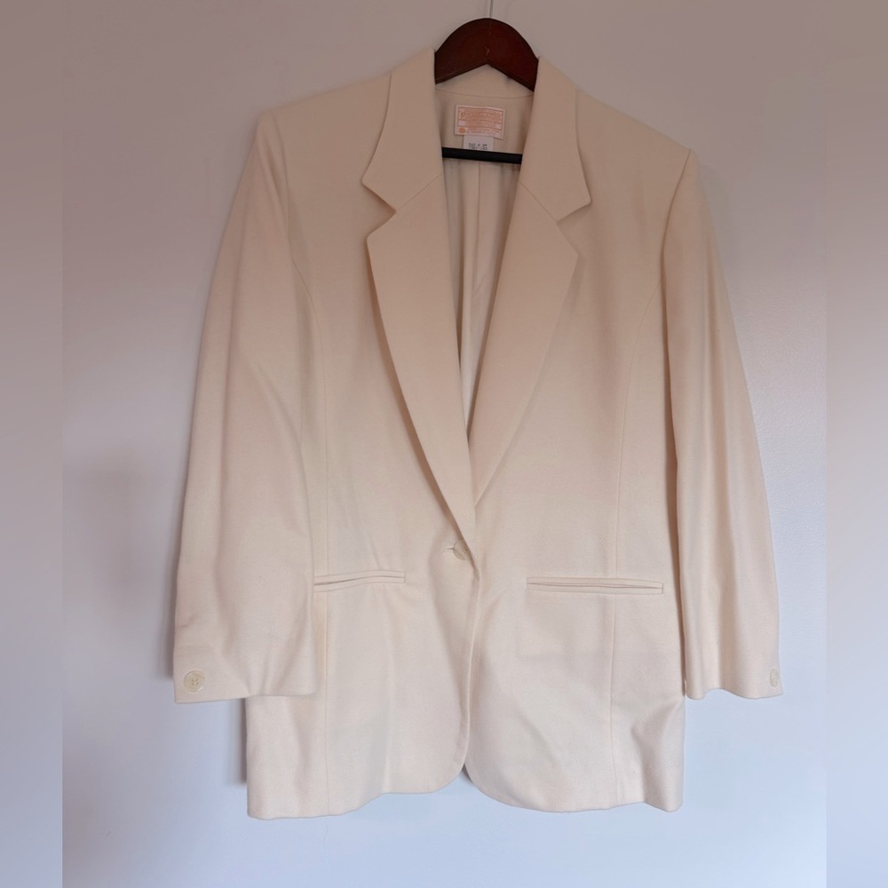 Vintage Pendleton Cream Wool Blazer Women Size 10 Winter Formal Holiday Festive - Picture 1 of 3